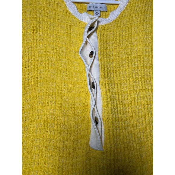 FREE ASSEMBLY WOMENS YELLOW KNIT MINI DRESS SCALLOPED TRIM Size XL - Picture 13 of 14